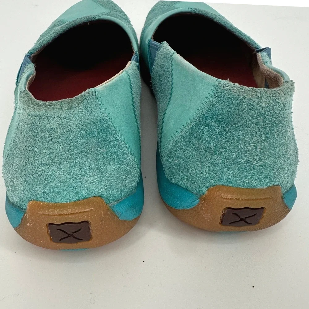 Twisted X Kicks Turquoise Teal Leather Patchwork Driving Loafers Shoes 8M